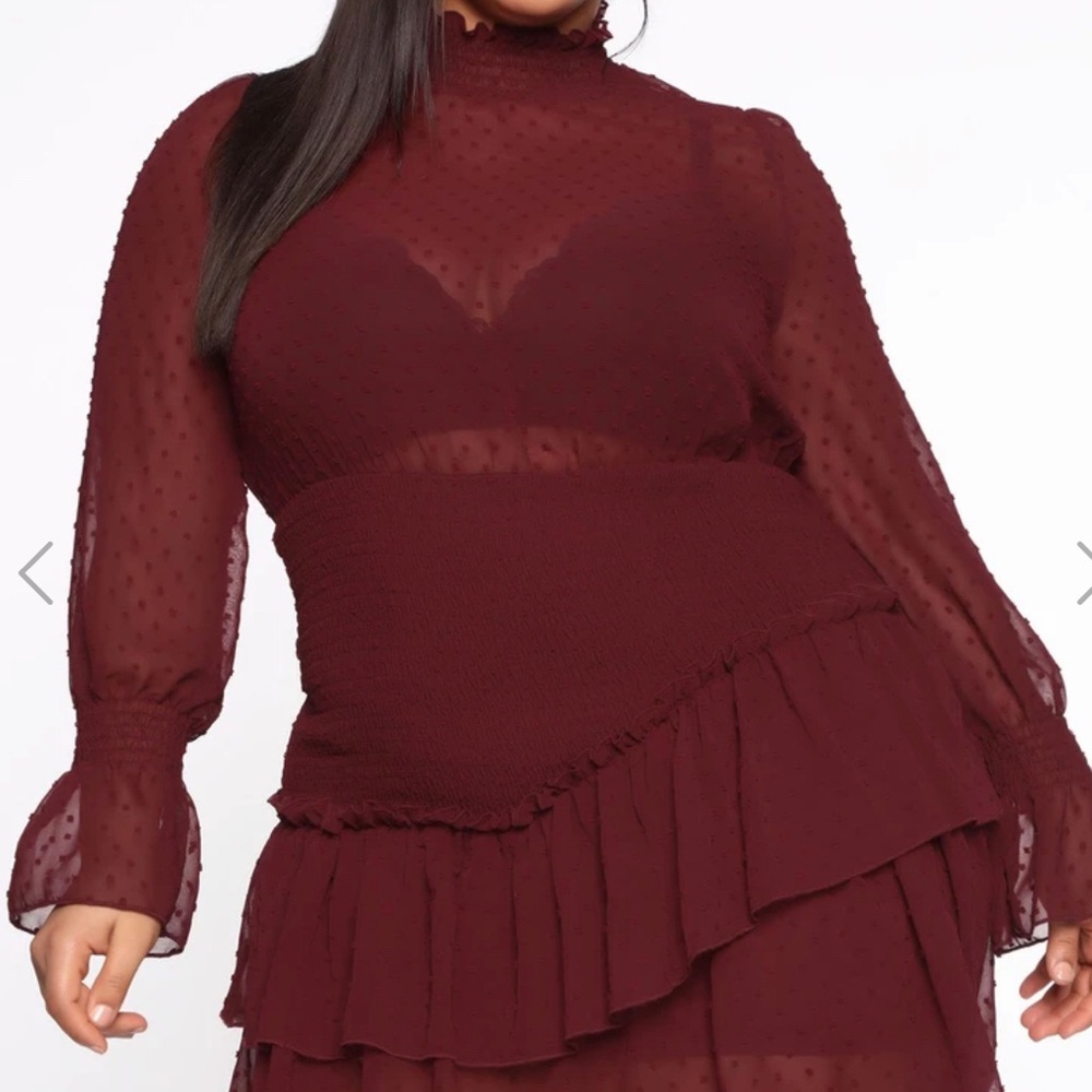 Burgundy Asymmetrical Dress